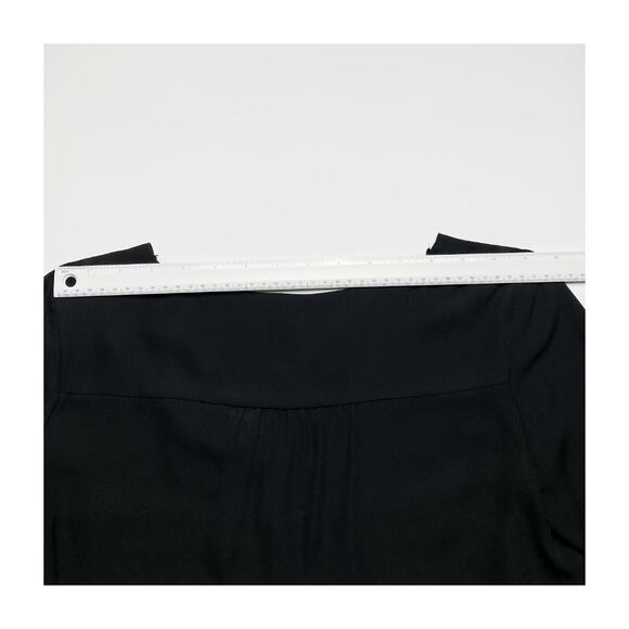 Zara Ruffle Front Blouse Small Feminine Black Office Top Front Pockets - Picture 7 of 12